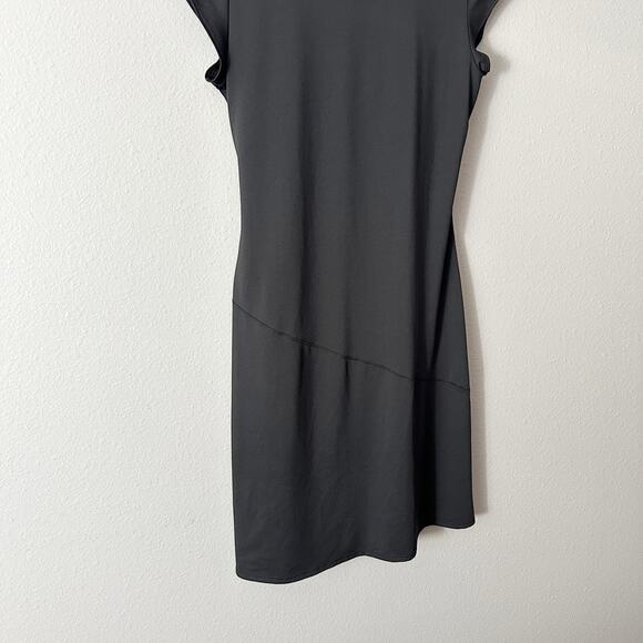 Athleta TALL Nectar Faux Wrap Black Knee Length Dress‎ Women's Size XL TALL - Picture 9 of 13